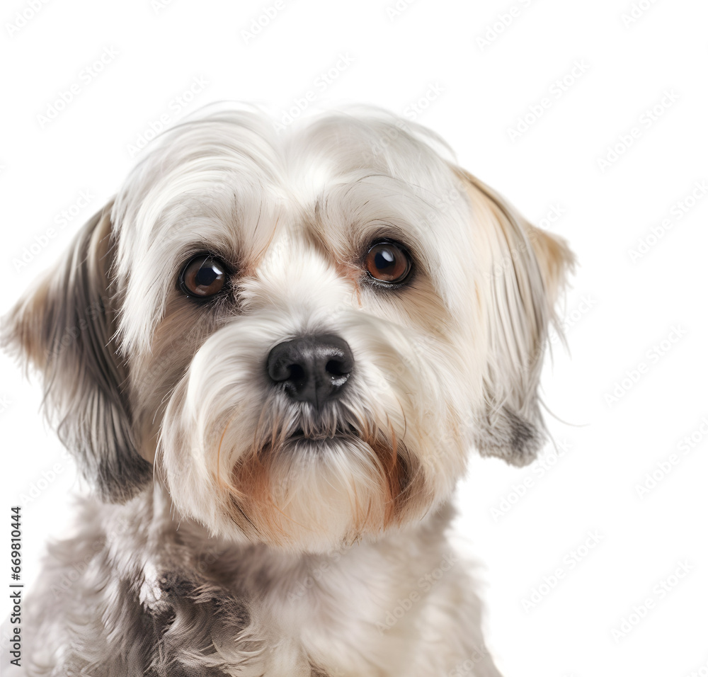 Close up shot, portrait of a dandie dinmont isolated on transparent background, looks up. Close up shot, portrait of a dandie dinmont isolated on transparent background, looks up.