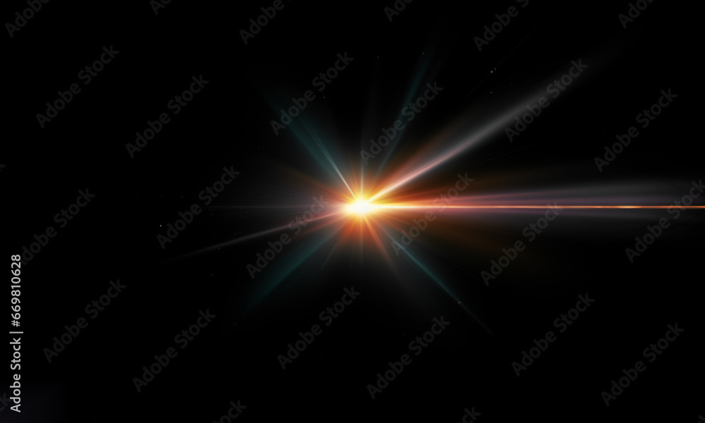 Fototapeta premium Light effect flare Glowing light explodes Light effect ray shining sun bright flash Special lens flare