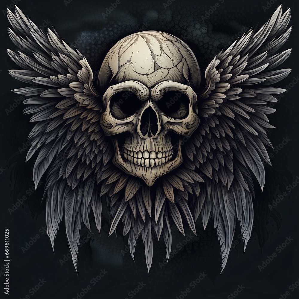 winged skull illustration background winged skull illustration background