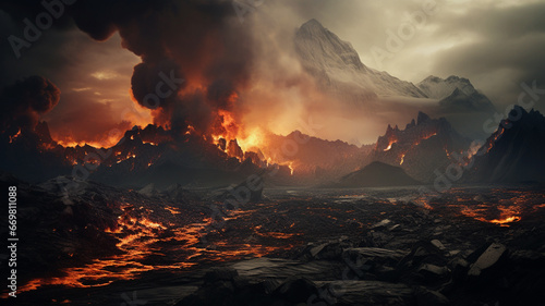 Volcano eruption apocalyptic disaster scene © Tierney