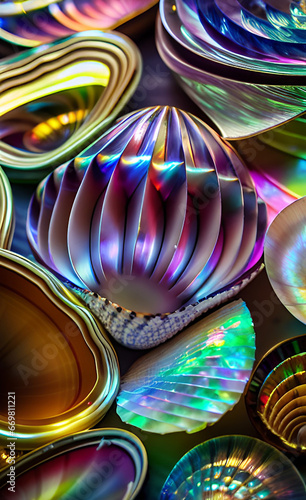 Abstract textural background of multi-colored glowing shells