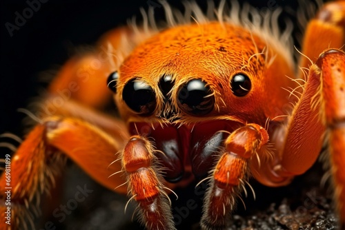 Precise close-up of a remarkably tender tarantula. Generative AI © Kato
