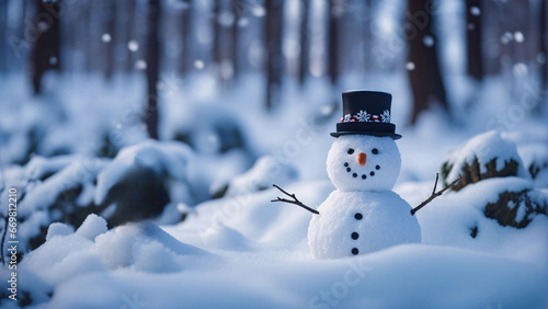 A snowman in the forest. © saurav005