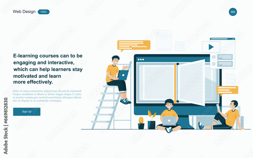 Flat design concept education for website and landing page template.Online education, training and courses, Vector Flat design concept education for website and landing page template.Online education, training and courses, Vector