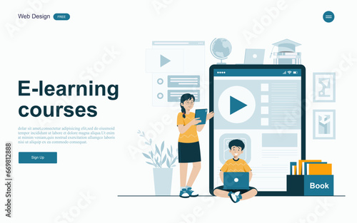  Flat design concept education for website and landing page template.Online education, training and courses, Vector © kai001