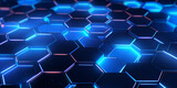 Blue abstract hexagon net technology background,cyber space technology background,3d innovative background stock illustration generative AI