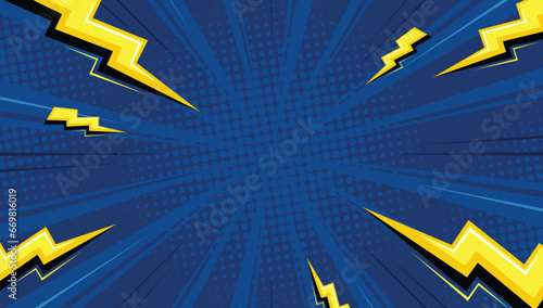 comic abstract pop art background with thunder illustration