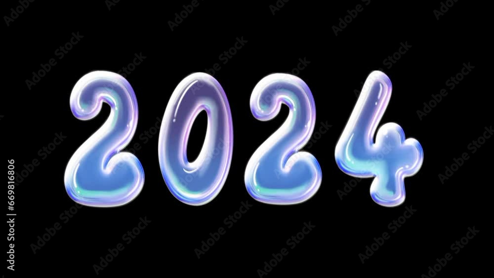 New Year's Eve 2024 Background. Abstract Wobbling Text For Merry Christmas and Happy New Year 2024 Festival Concept