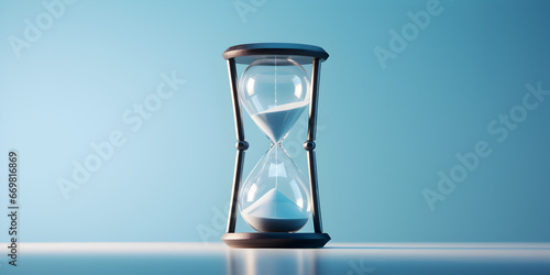 Corporate Time Management with Hourglass Clock,,, Hourglass Clock in Business Time Concept Generative Ai