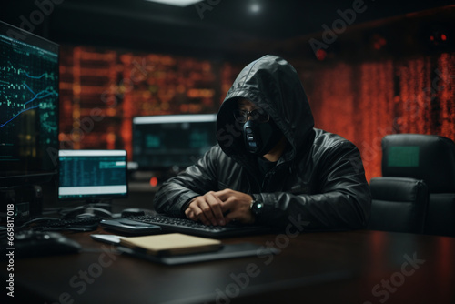 Hacker in hoodie using laptop © ZOHAIB