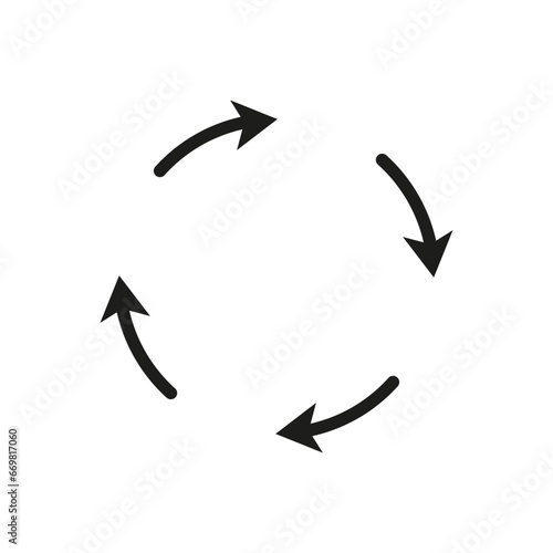 Semicircular arrows rotate. Following each other in a circle. Vector symbol.