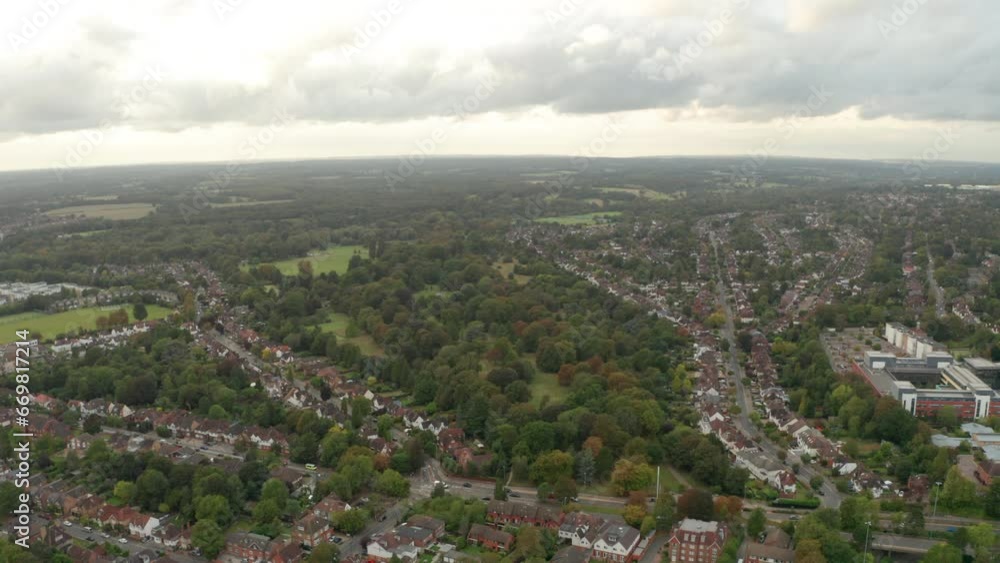 Aerial shot over Cassiobury park Watford Aerial shot over Cassiobury park Watford