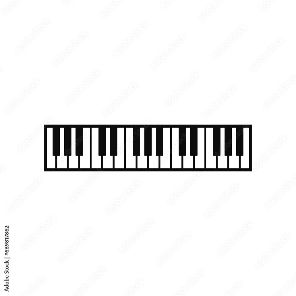 Long piano keyboard. Vector on white background. Long piano keyboard. Vector on white background.