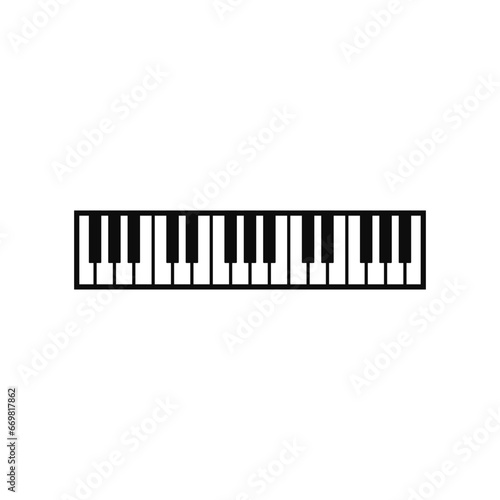 Long piano keyboard. Vector on white background.