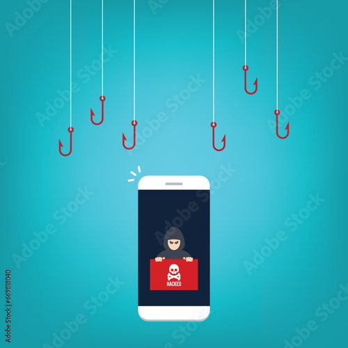 Hacker attack. Hackers and cybercriminals phishing, identity theft, user login, password, documents, email and credit card. Hacking and web security. Internet phishing concept.
