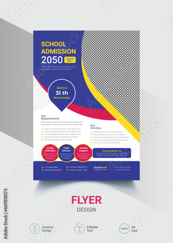 School admission flyer template, education flyer design.