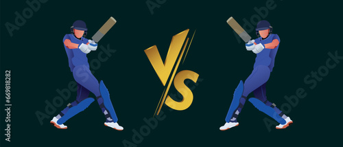 illustration of batsman and batsman player on cricket championship sports background for Cricketer vs Cricketer.