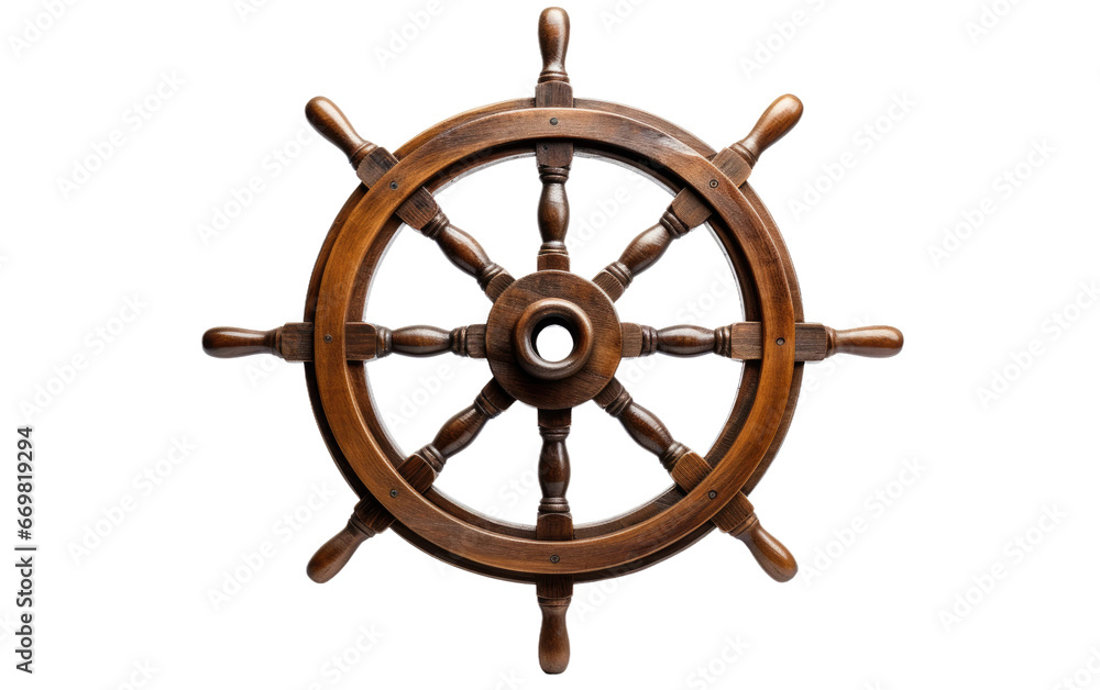 Stunning Brown Wooden ship wheel Isolated on Transparent Background PNG.