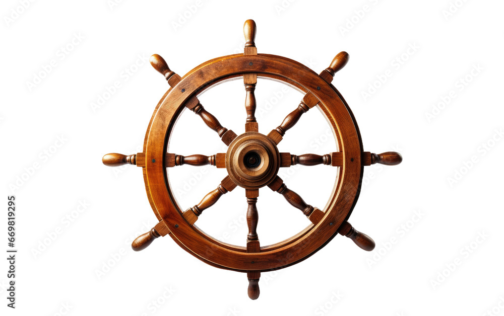 Brown Wooden ship wheel Isolated on Transparent Background PNG.