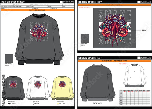 SNAKE SNAKE STREETWEAR VECTOR DIGITAL DTG DTF HEAT TRANSFER STICKER SUBLIMATION PRINT UNISEX OVERSIZED SWEATER T SHIRT TECHPACK MEASUREMENT LAYOUT TEMPLATE DESIGN
