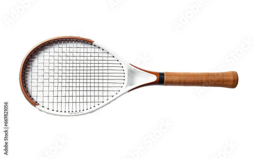 White Tennis Racquet 3D Character Isolated on Transparent Background PNG. © Haider