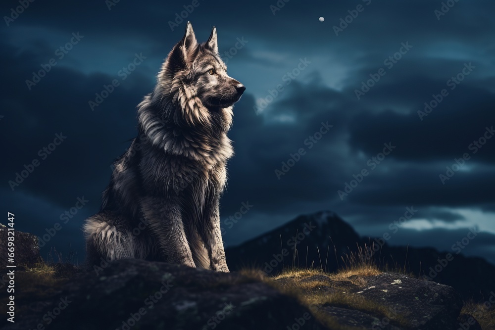 Mesmerizing image of a wolf set against a night sky, capturing the essence of wild mystique and celestial wonder.
Mesmerizing image of a wolf set against a night sky, capturing the essence of wild mystique and celestial wonder.