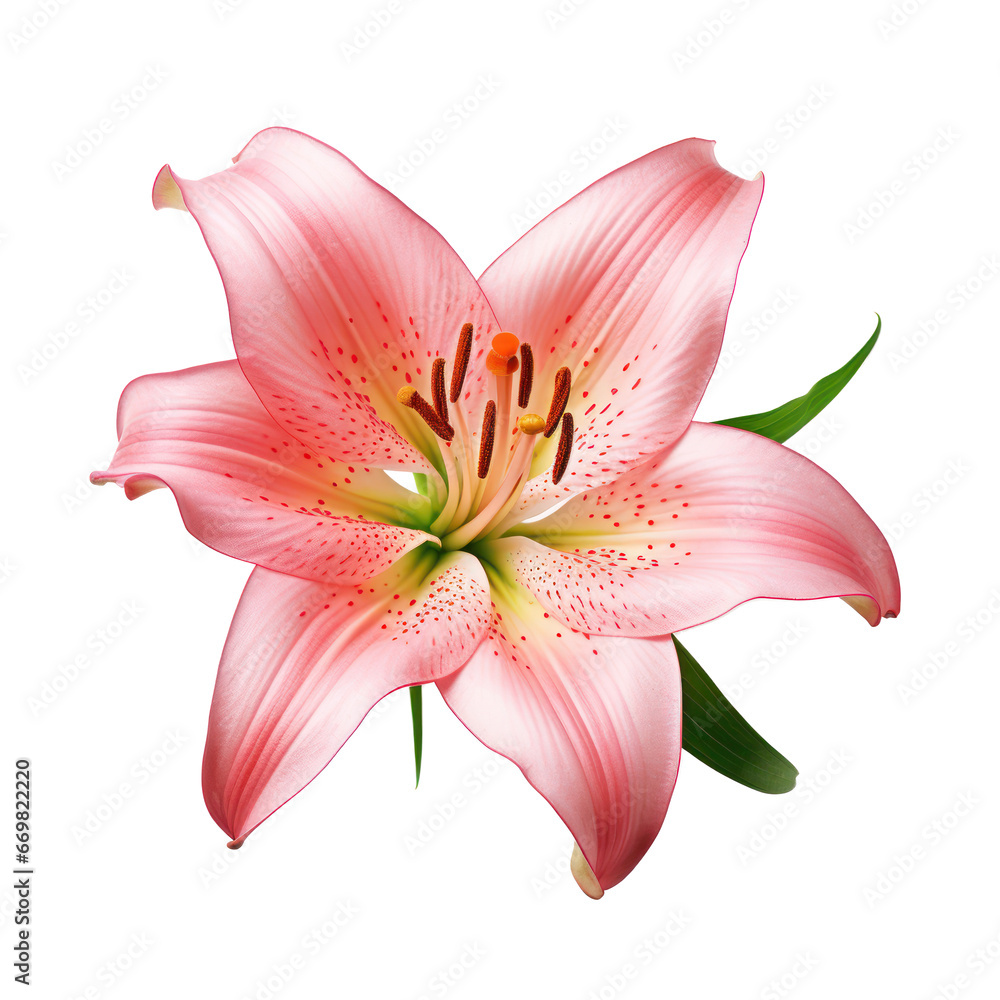 Pink lily isolated on transparent background,transparency 