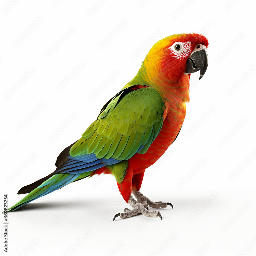 red and yellow macaw isolated on white