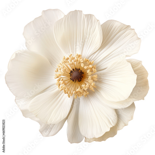 White anemone flower blossom isolated on transparent background,transparency 