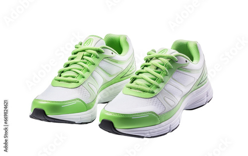 White Beautiful Tennis Shoes With Green Laces 3D Character Isolated on Transparent Background PNG.