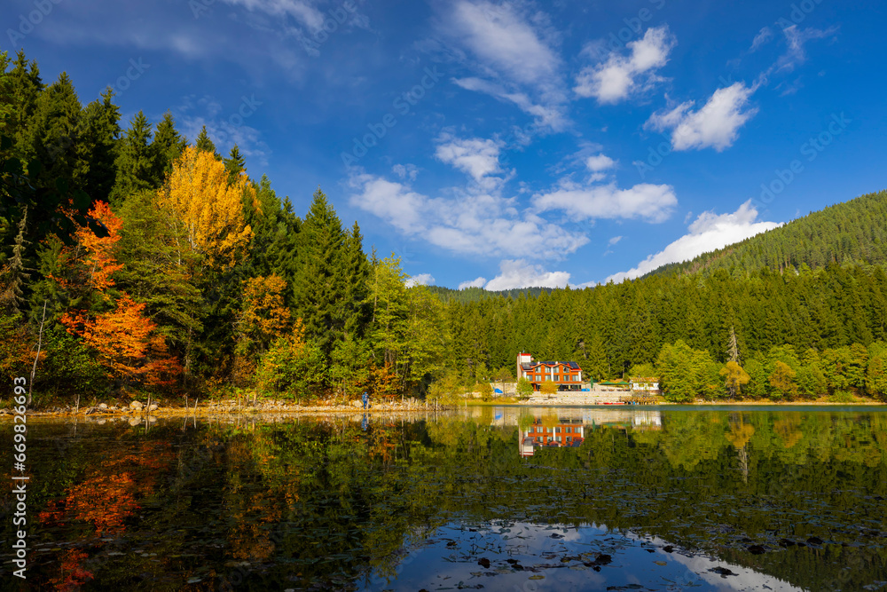 Landscape view of Karagol (Black lake) a popular destination for tourists,locals,campers and travelers in Eastern Black Sea,Savsat, Artvin, Turkey Landscape view of Karagol (Black lake) a popular destination for tourists,locals,campers and travelers in Eastern Black Sea,Savsat, Artvin, Turkey