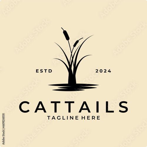 cattails logo vintage vector simple illustration template icon graphic design