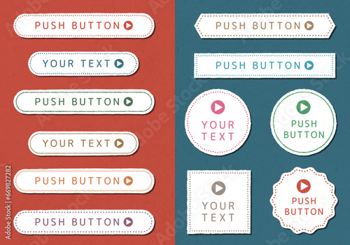 手書き風のシンプルフラットなデザインのボタン・枠　デザイナー時短用　白抜き　RGB作成　