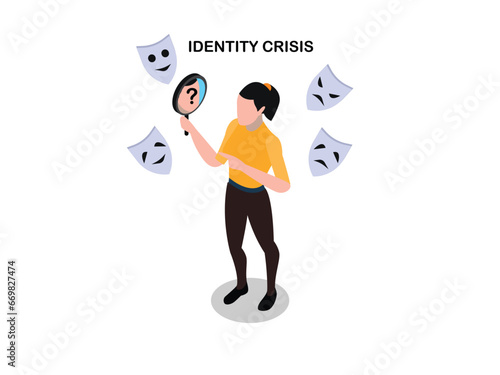 Personality disorders, or multiple personalities isometric 3d vector concept for illustration, banner, website, landing page, flyer, etc.