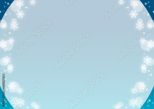 fond bleu avec cadre de flocons de neige, vecteur