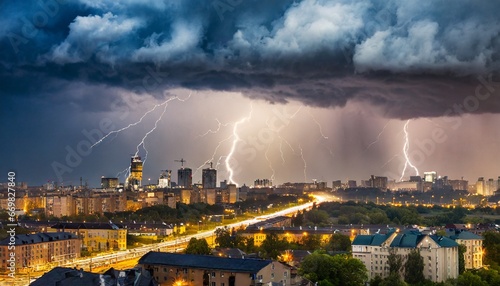 lightning over the city