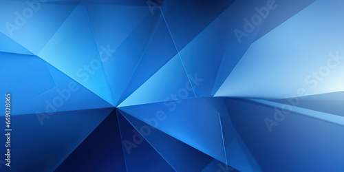 Abstract Geometric in Blue: An abstract illustration predominantly in blue, composed of angular geometric shapes, dynamic lines, and an empty space in the center for adding text or a logo photo