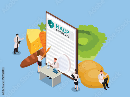 Haccp Hazard Analysis and Critical Control Point isometric 3d vector concept for illustration, banner, website, landing page, flyer, etc.