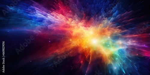  Color Explosion in Space  A burst of vibrant colors on a dark background  creating an abstract starry effect. Blank space in the bottom corner for prominent text   abstract wallpaper background