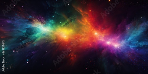  Color Explosion in Space  A burst of vibrant colors on a dark background  creating an abstract starry effect. Blank space in the bottom corner for prominent text   abstract wallpaper background