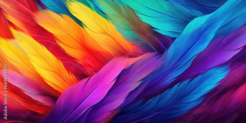 Colorful Feathered Symphony: An abstract image resembling a symphony of colorful feathers, arranged in harmonious patterns and bold, exotic colors, conjuring a sense of elegance and vivacity. Colorful Feathered Symphony: An abstract image resembling a symphony of colorful feathers, arranged in harmonious patterns and bold, exotic colors, conjuring a sense of elegance and vivacity.