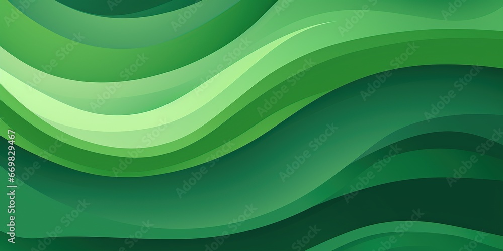 Fototapeta premium Curves and Ripples in Forest Green: An abstract illustration featuring curves and ripples in shades of forest green. The top portion is left blank, ready for your message 