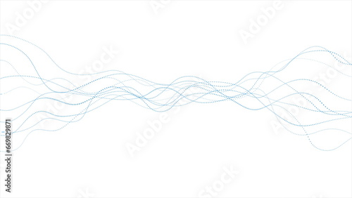 Sci-fi abstract minimal background with dotted curved wavy lines