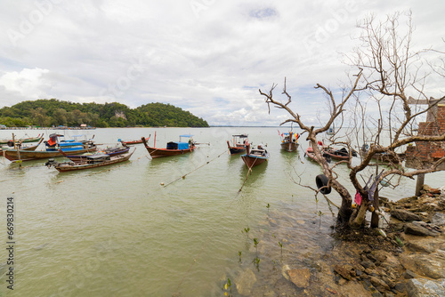 Wallpaper Mural Scenic view of fishing boats floating on sea Torontodigital.ca