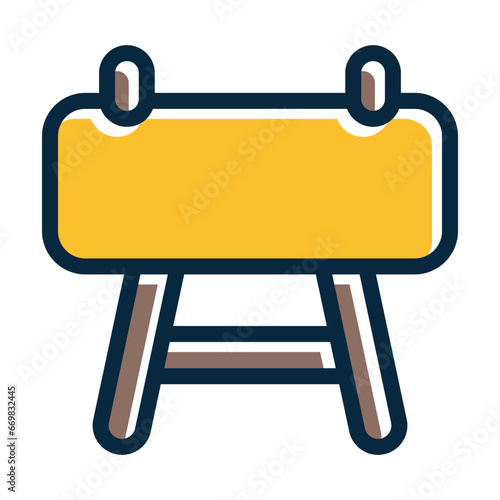 Pommel Horse Vector Thick Line Filled Colors Icon Design