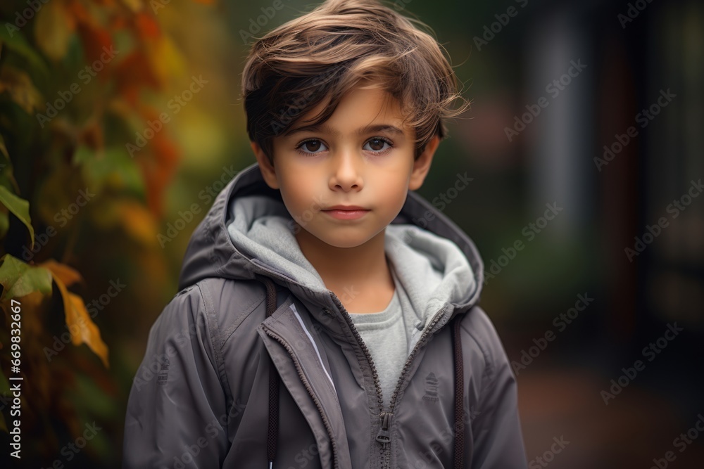 Outdoor portrait of a cute little boy in a warm jacket. Outdoor portrait of a cute little boy in a warm jacket.