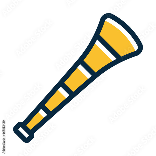Vuvuzela Vector Thick Line Filled Colors Icon Design