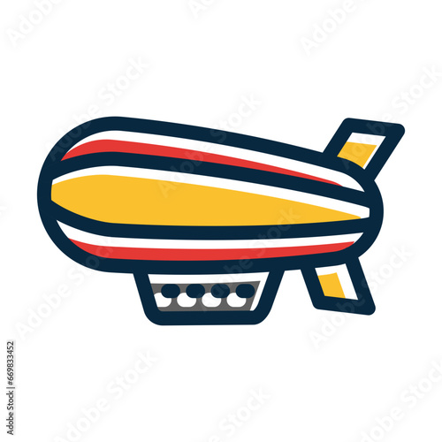Zeppelin Vector Thick Line Filled Colors Icon Design