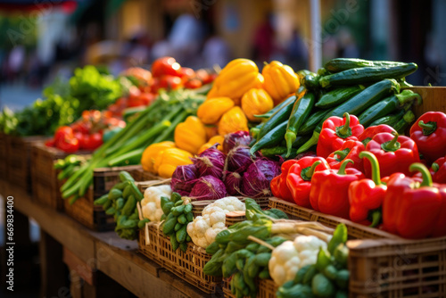 Vegetables on a stand at a farmers market