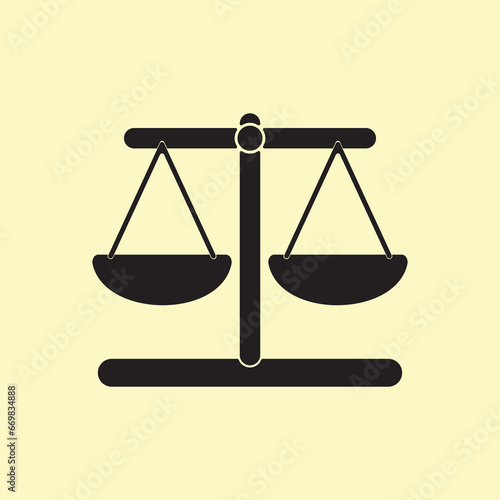 Scales of justice vector illustration. Mechanical balancing scales, symbol of law and judgment, punishment and truth, measuring device